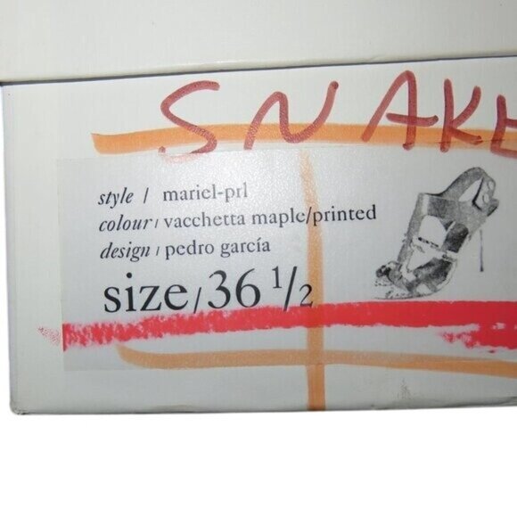 Pedro Garcia Mariel Python Embossed Vachetta Leather Pin Heels Sandals STUNNING! - Picture 13 of 16